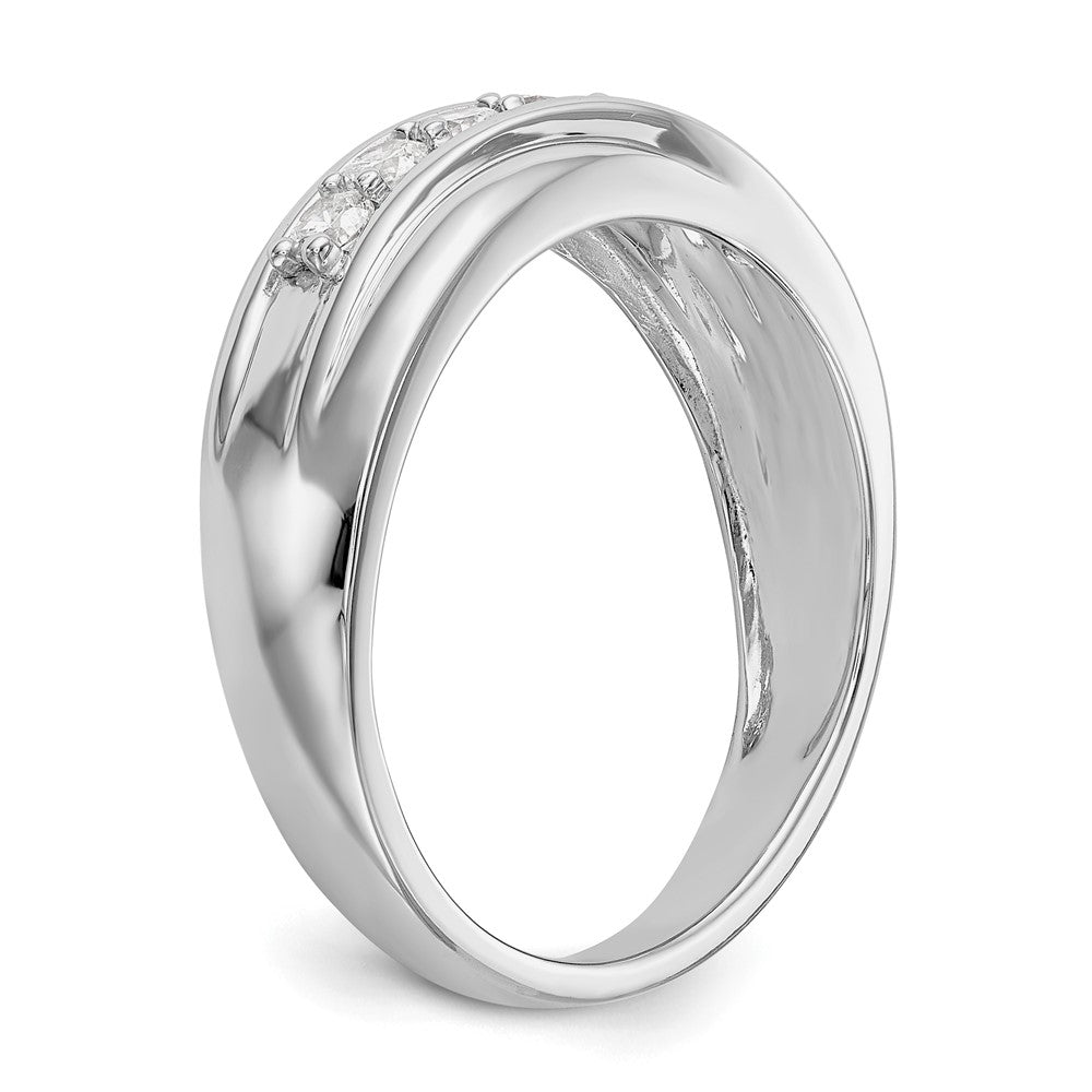 14K White Gold Real Diamond Men's Band