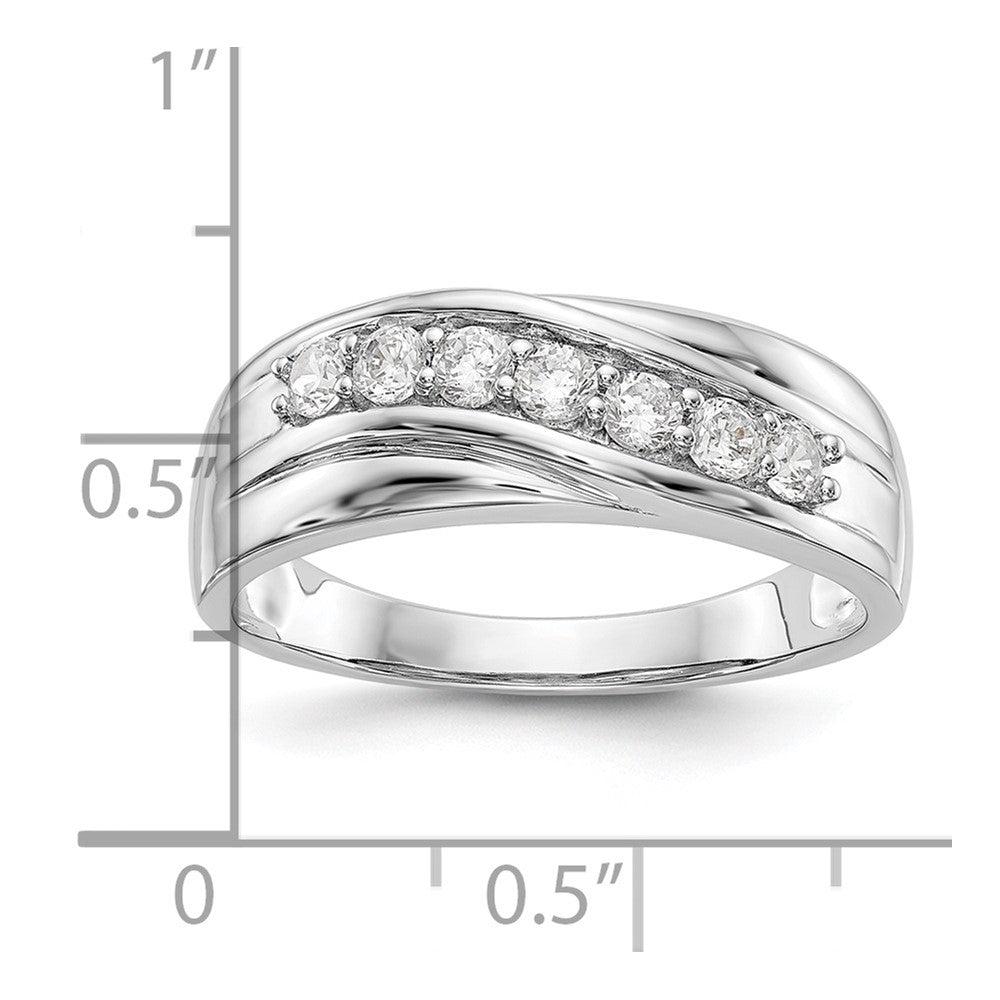 14K White Gold Real Diamond Men's Band
