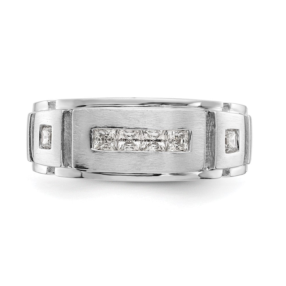 14K White Gold Real Diamond Men's Band