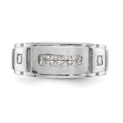 14K White Gold Real Diamond Men's Band