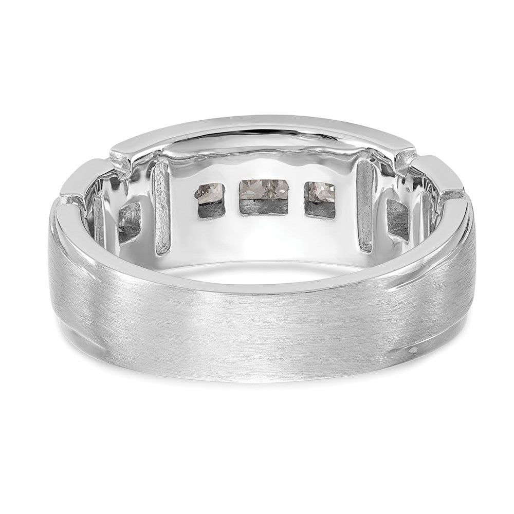 14K White Gold Real Diamond Men's Band
