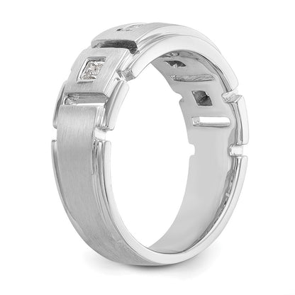 14K White Gold Real Diamond Men's Band