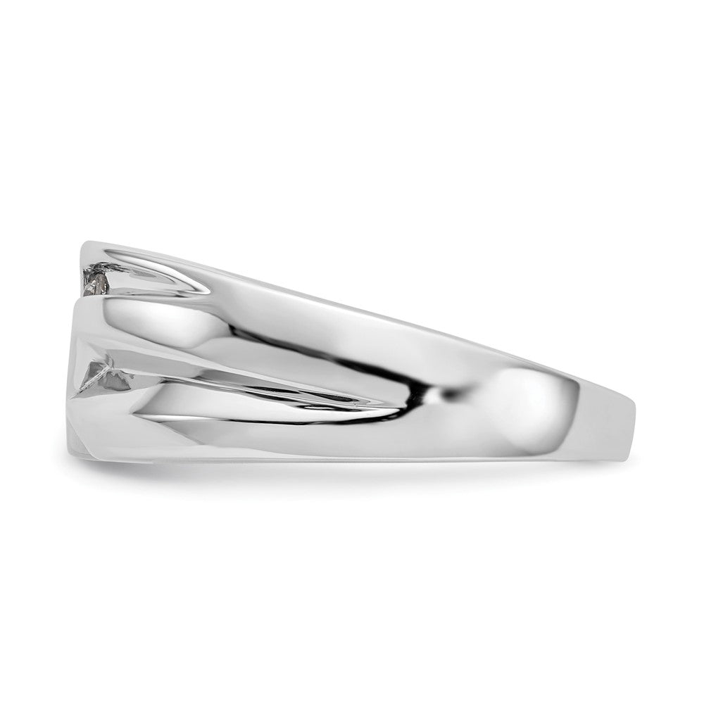 14k White Gold 3-Stone 1/3 carat Diamond Complete Mens Ring