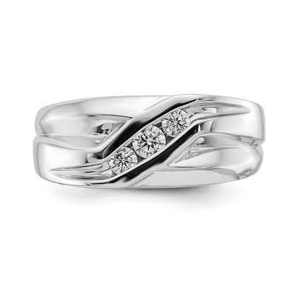 14k White Gold 3-Stone 1/3 carat Diamond Complete Mens Ring