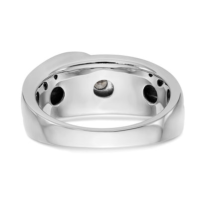 14k White Gold 3-Stone 1/3 carat Diamond Complete Mens Ring