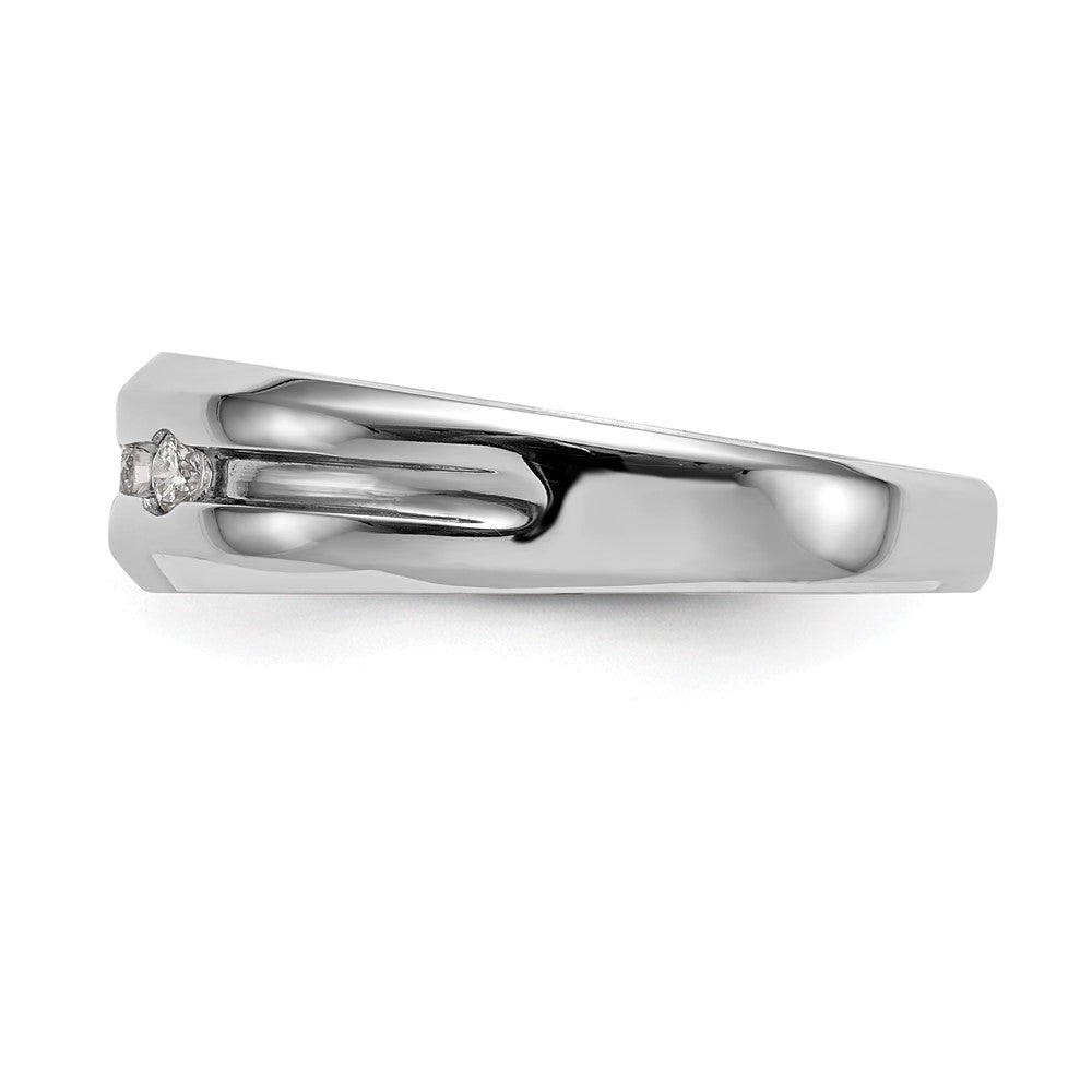 14K White Gold 3 Stone 1/6 Carat Diamond Complete Men'S Band