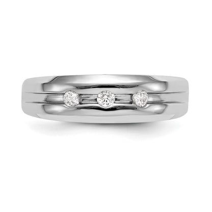 14K White Gold 3 Stone 1/6 Carat Diamond Complete Men'S Band