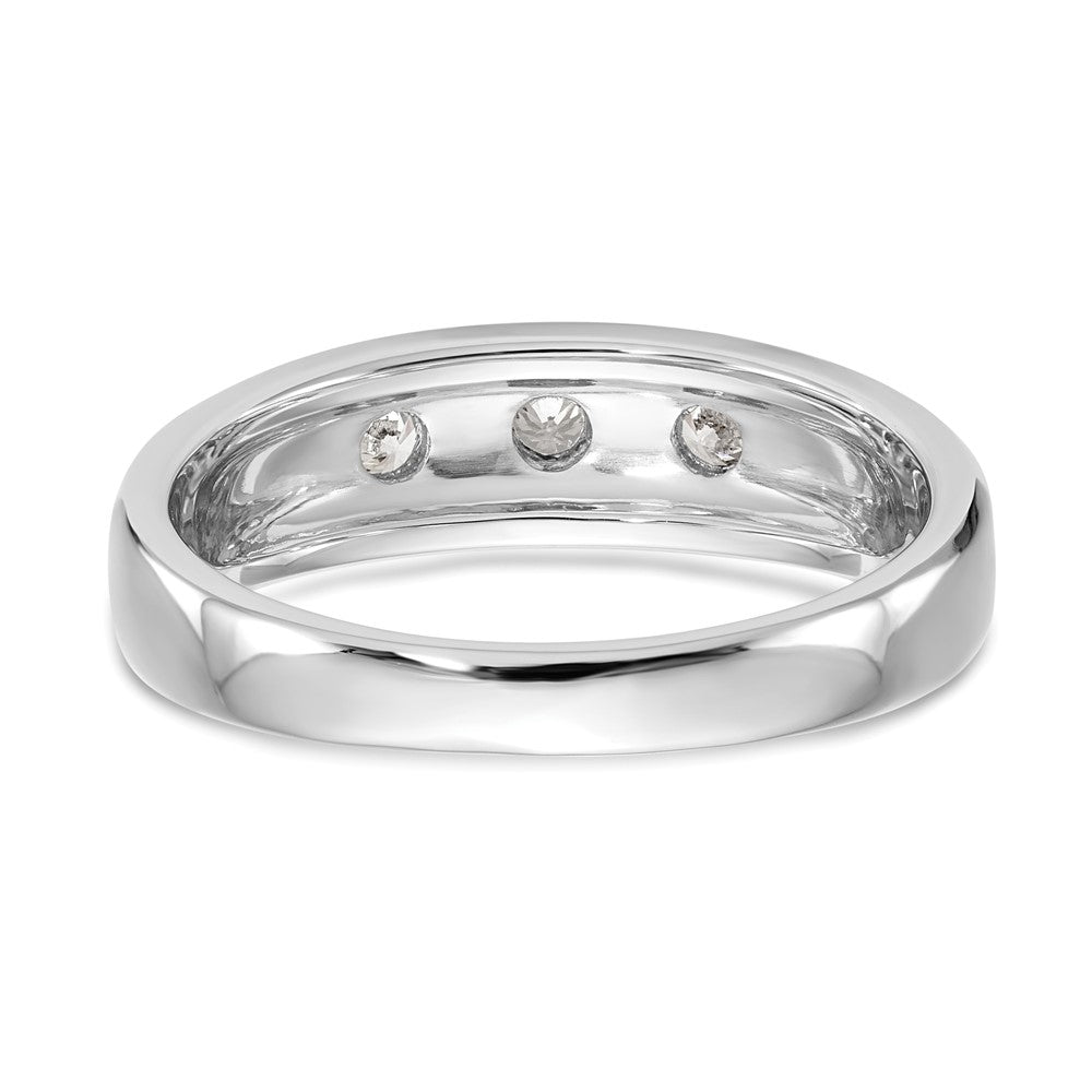14K White Gold 3 Stone 1/6 Carat Diamond Complete Men'S Band