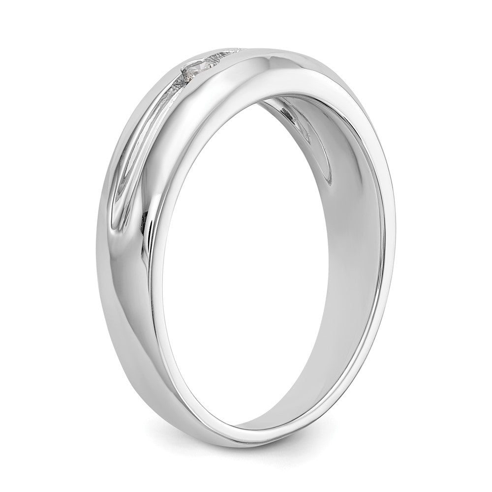 14K White Gold 3 Stone 1/6 Carat Diamond Complete Men'S Band