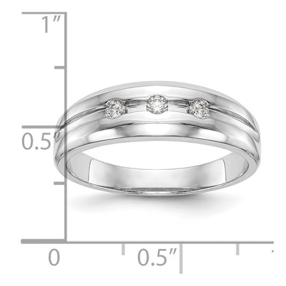 14K White Gold 3 Stone 1/6 Carat Diamond Complete Men'S Band