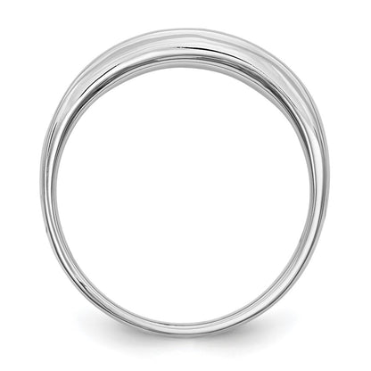14K White Gold Real Diamond Men's Band