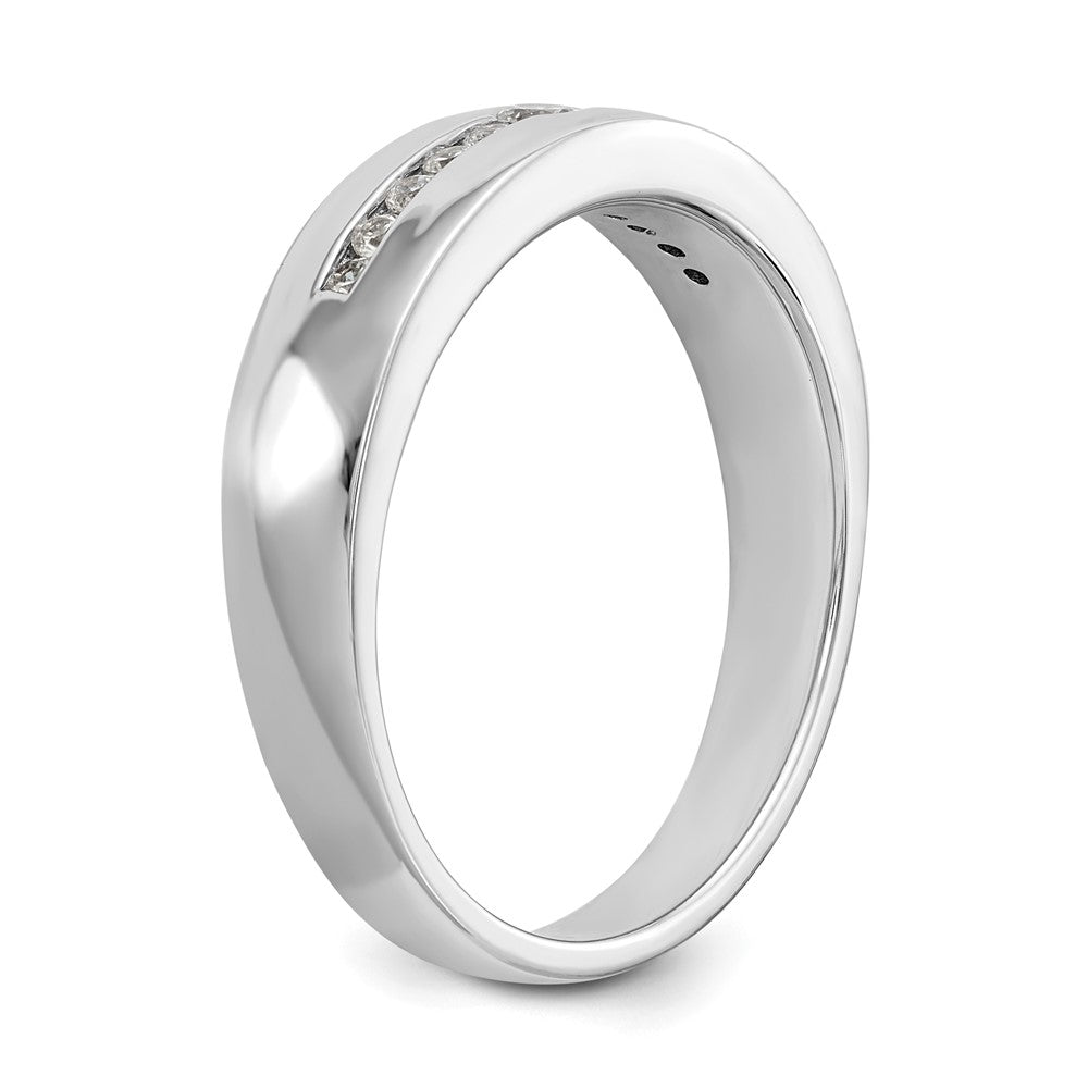 14K White Gold Real Diamond Men's Band