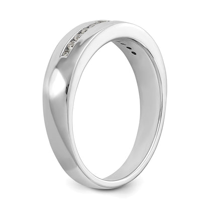 14K White Gold Real Diamond Men's Band