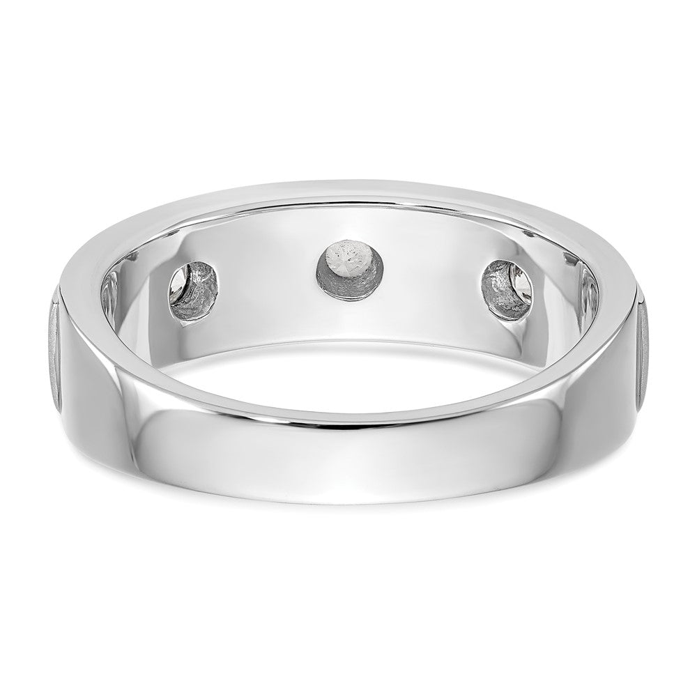 14k White Gold 3-Stone Bezel 1/3 carat Diamond Complete Mens Band