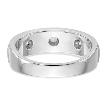 14k White Gold 3-Stone Bezel 1/3 carat Diamond Complete Mens Band