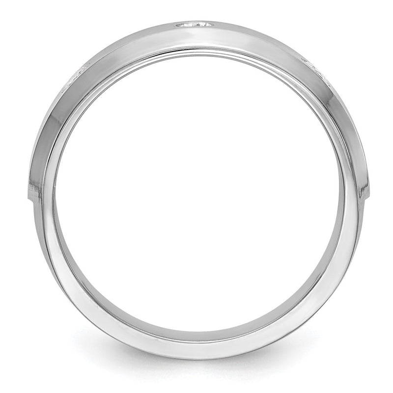 14K White Gold Real Diamond Men's Band