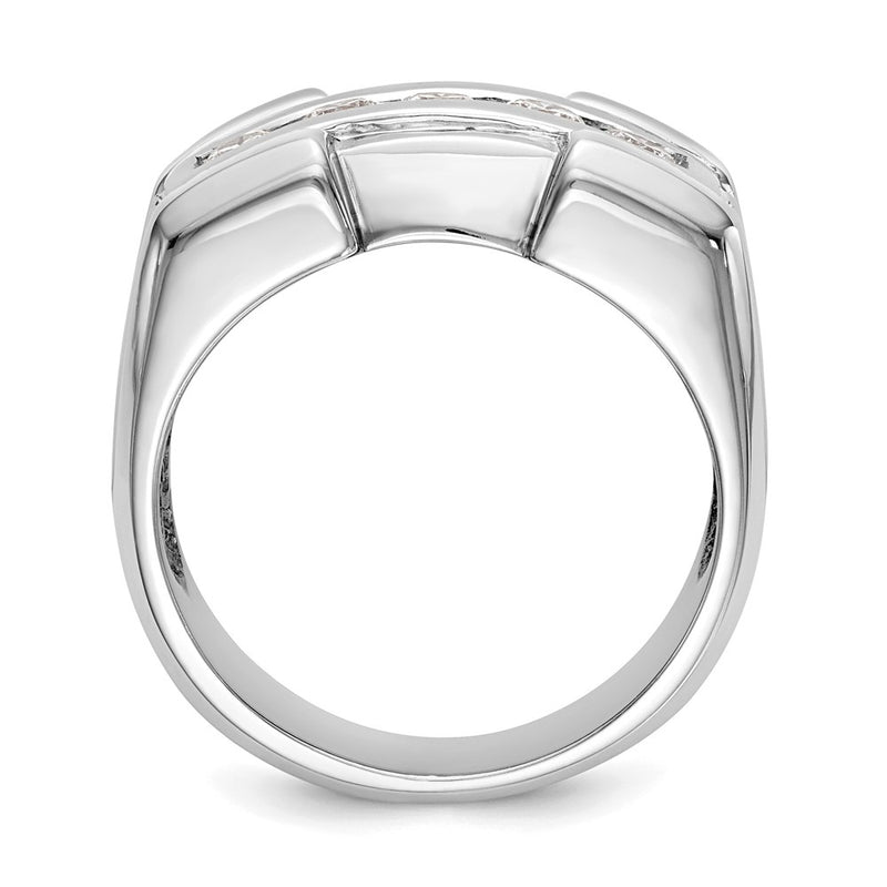 14k White Gold Real Diamond Men's Band