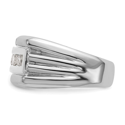 14k White Gold Real Diamond Men's Band