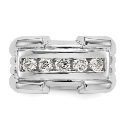 14k White Gold Real Diamond Men's Band