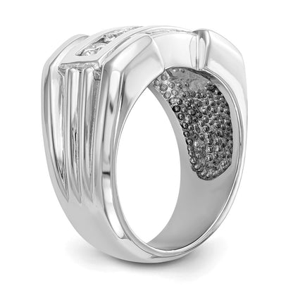 14k White Gold Real Diamond Men's Band
