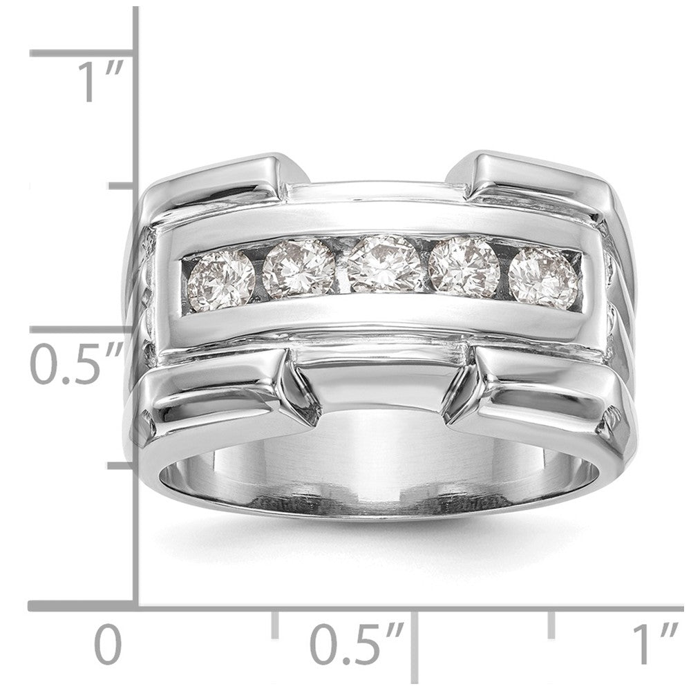 14k White Gold Real Diamond Men's Band