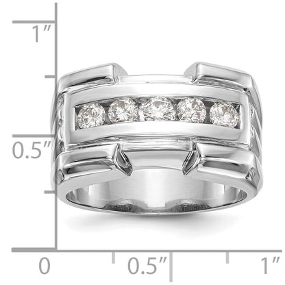 14k White Gold Real Diamond Men's Band