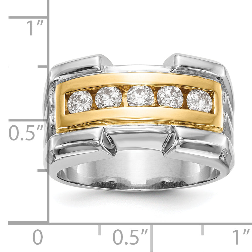 14K Yellow Gold Real Diamond Men's Band