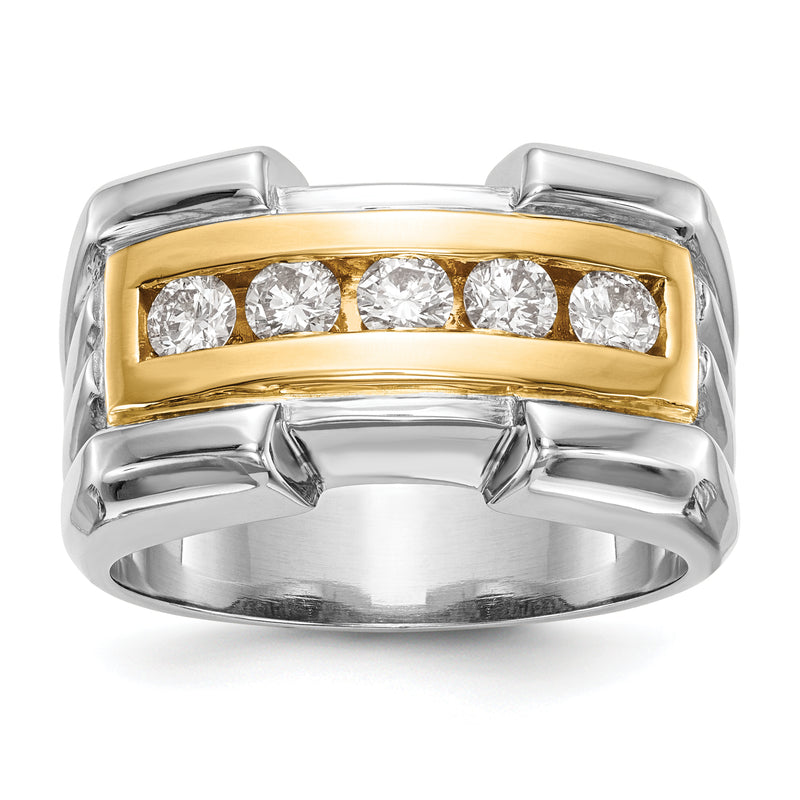 14K Yellow Gold Real Diamond Men's Band