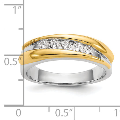 14k Two-Tone Gold Real Diamond Men's Band