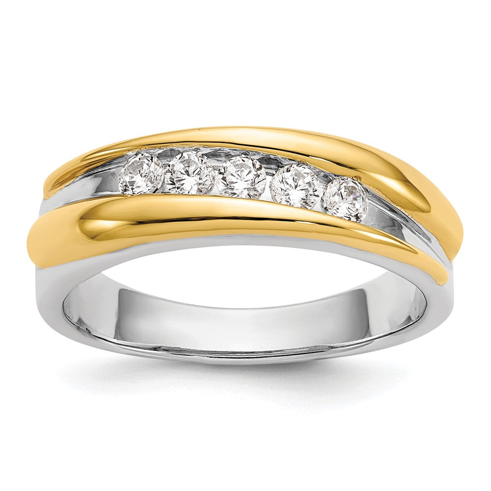 14K Two Tone Ibgoodman 3/8 Carat Lab Grown Diamond Vs/Si+ G+ Complete Men'S Ring (Size 10 Only)