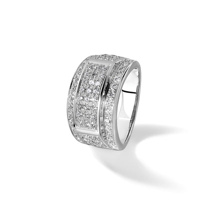 14K White Gold Real Diamond Men's Band