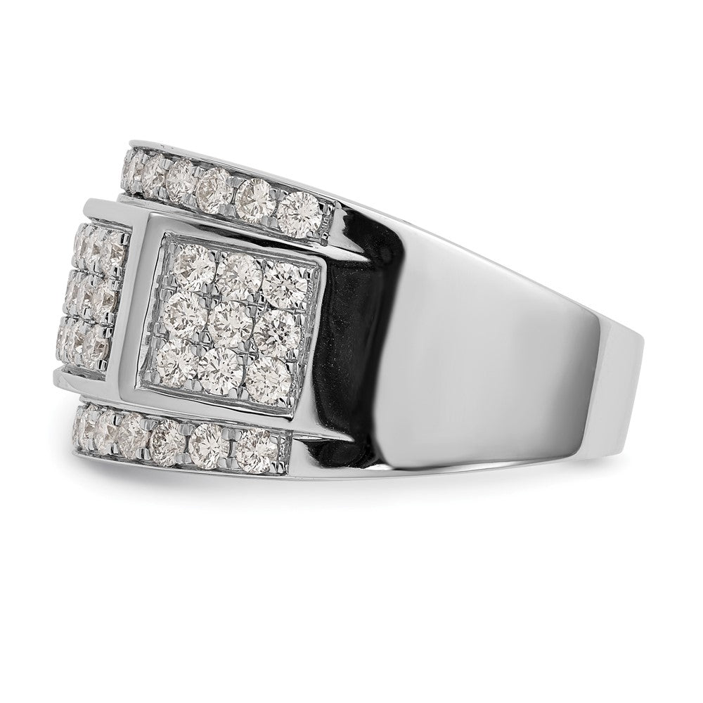 14K White Gold Real Diamond Men's Band