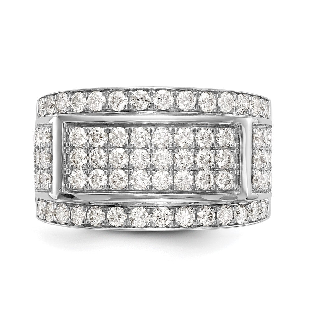 14K White Gold Real Diamond Men's Band