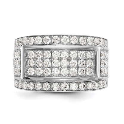 14K White Gold Real Diamond Men's Band