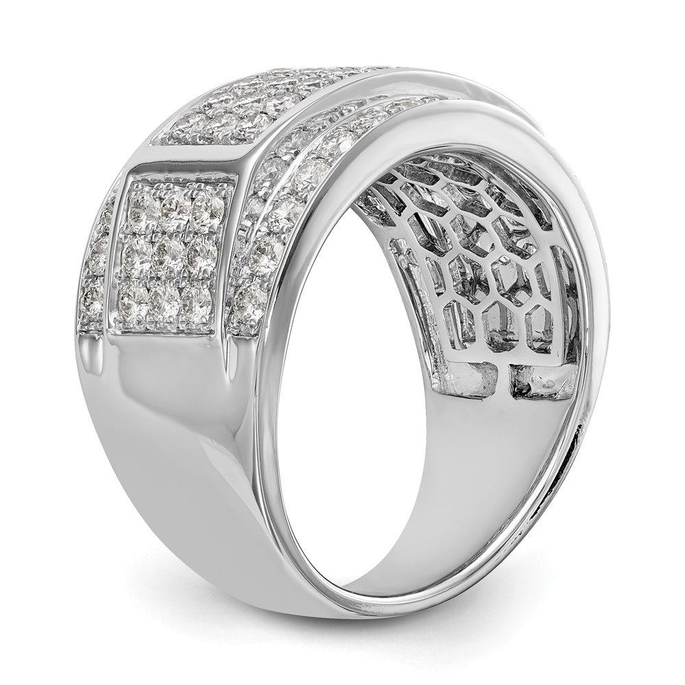 14K White Gold Real Diamond Men's Band