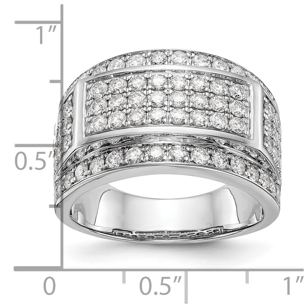 14K White Gold Pave 2 Carat Diamond Complete Men'S Band