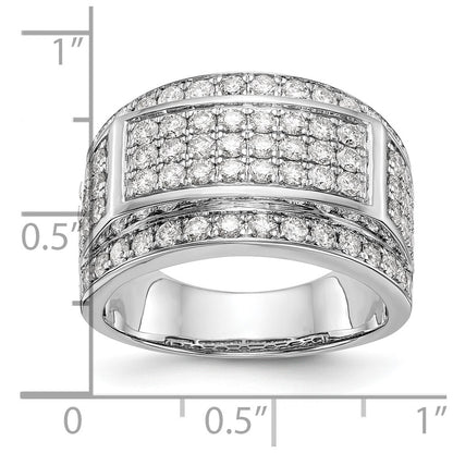 14K White Gold Real Diamond Men's Band