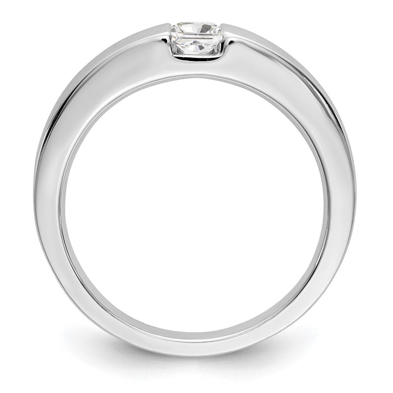 14K White Gold Real Diamond Men's Band