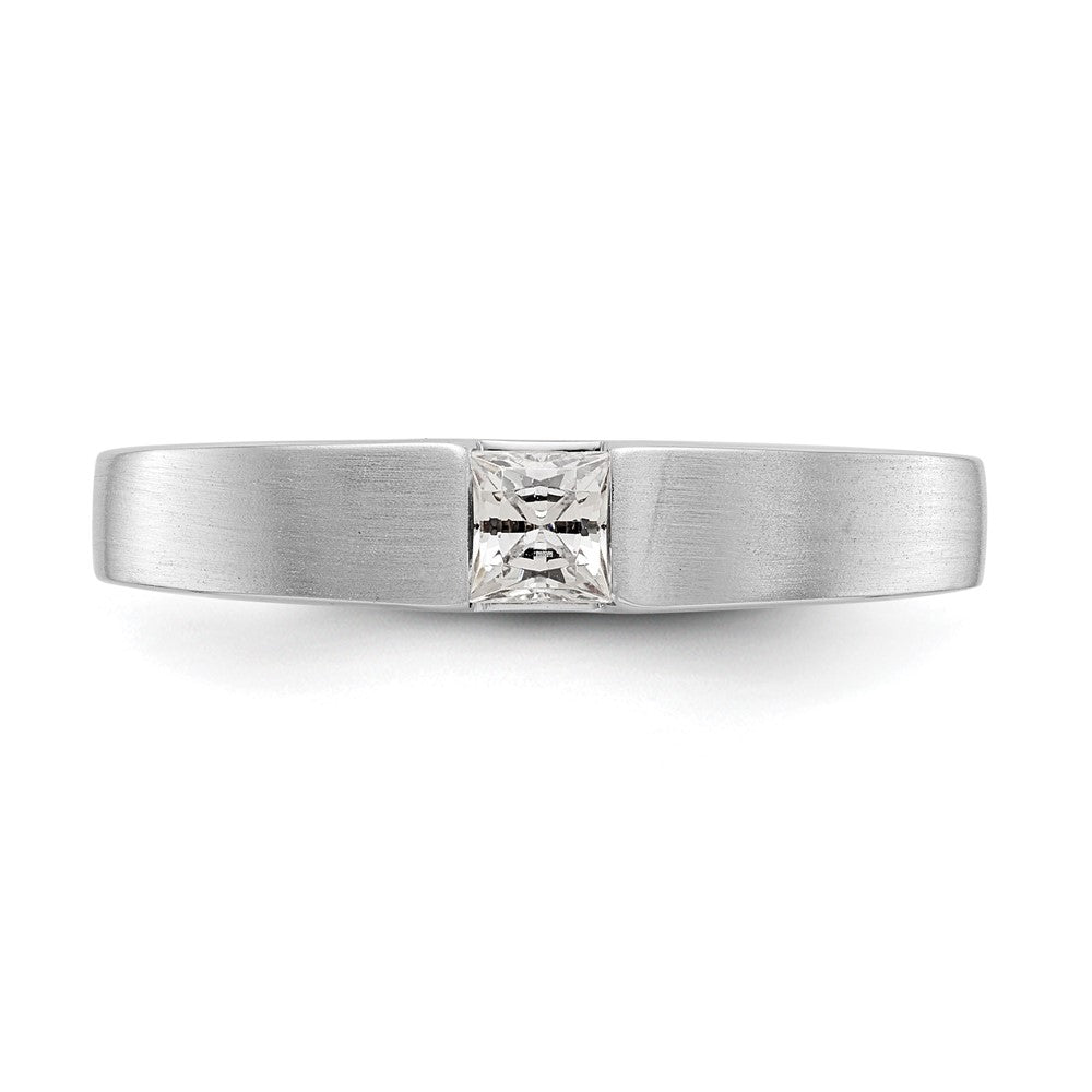 14K White Gold Real Diamond Men's Band