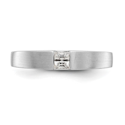14K White Gold Real Diamond Men's Band