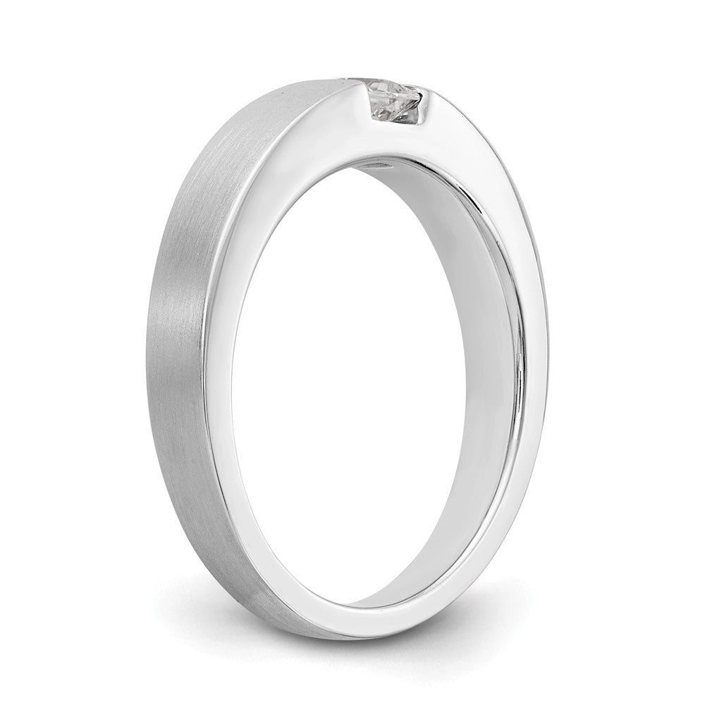 14K White Gold Real Diamond Men's Band
