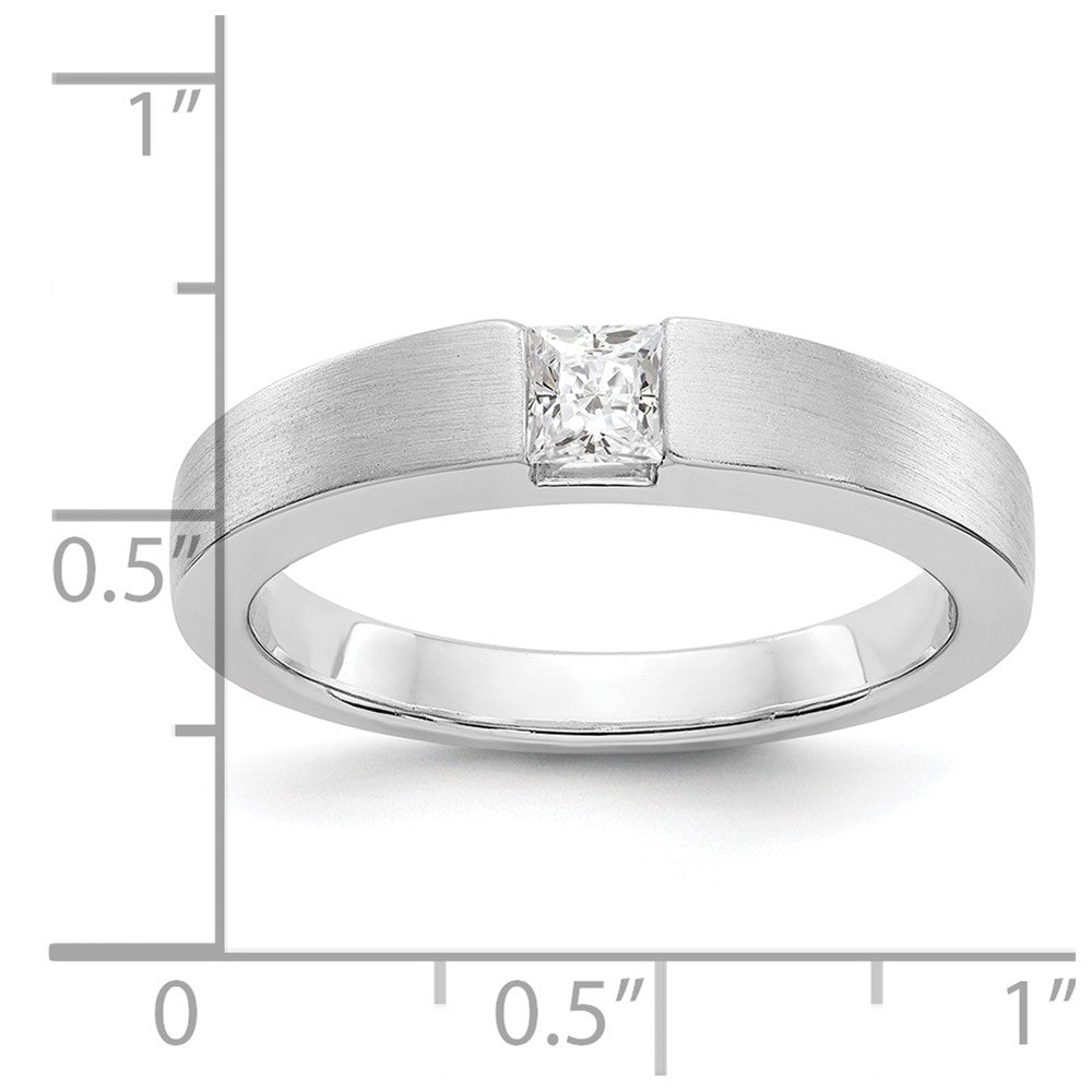14K White Gold Real Diamond Men's Band