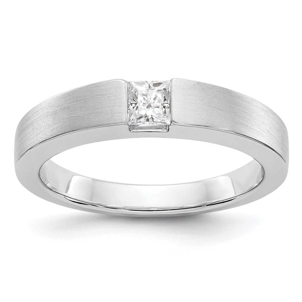 14k White Gold AA Real Diamond Men's Band