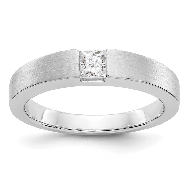 14k White Gold AA Real Diamond Men's Band