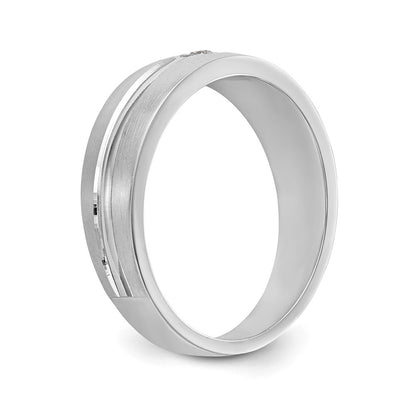 14K White Gold Real Diamond Men's Band