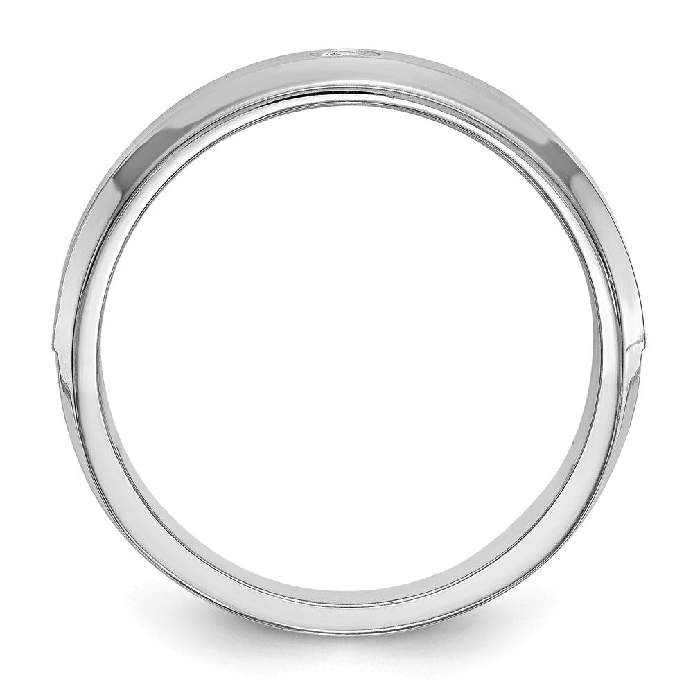 14K White Gold Real Diamond Men's Band