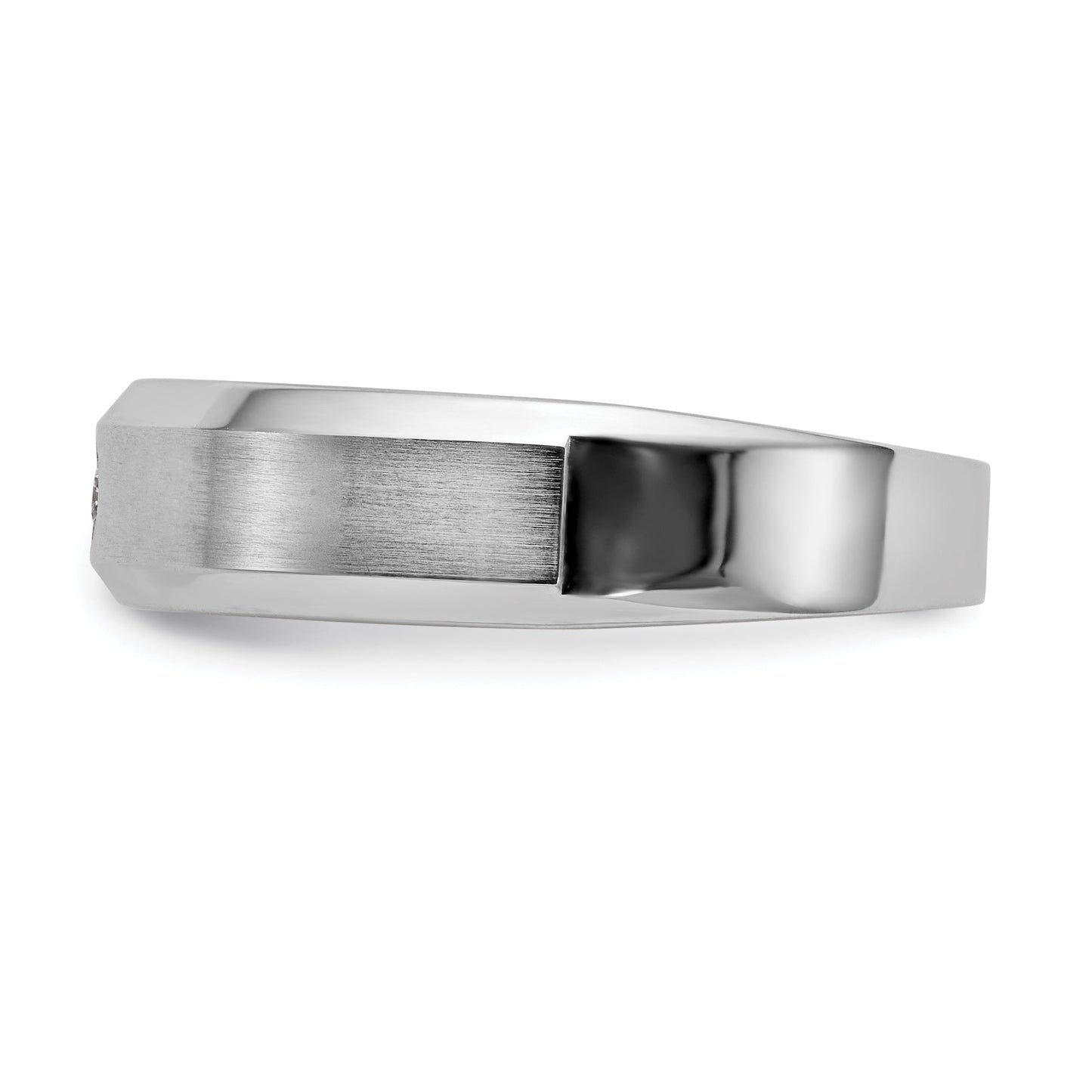 0.04ct. CZ Solid Real 14K White Gold Men's Wedding Band Ring