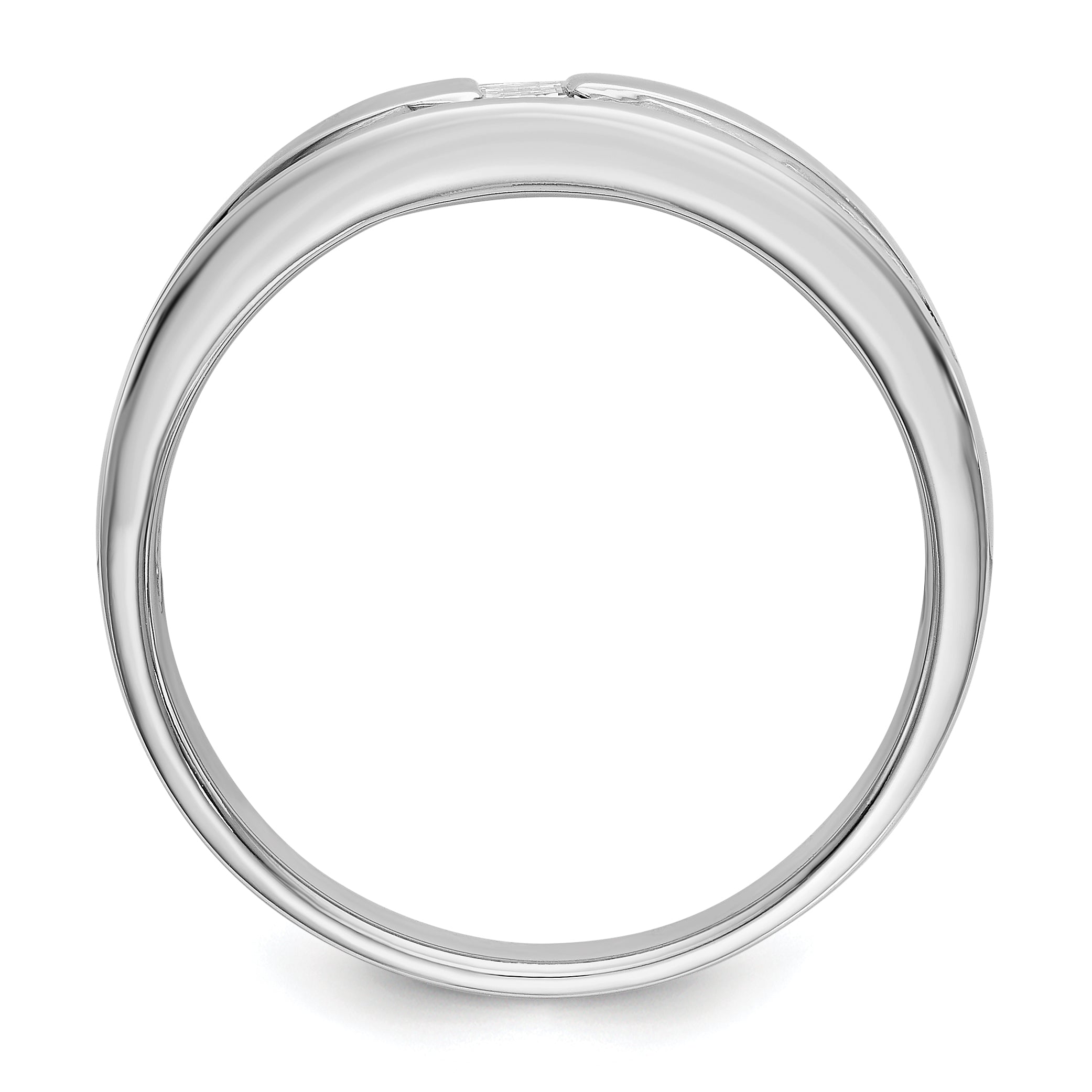 14K White Gold Real Diamond Men's Band