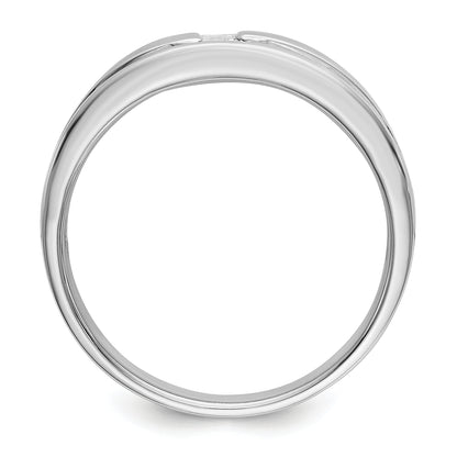 14K White Gold Real Diamond Men's Band