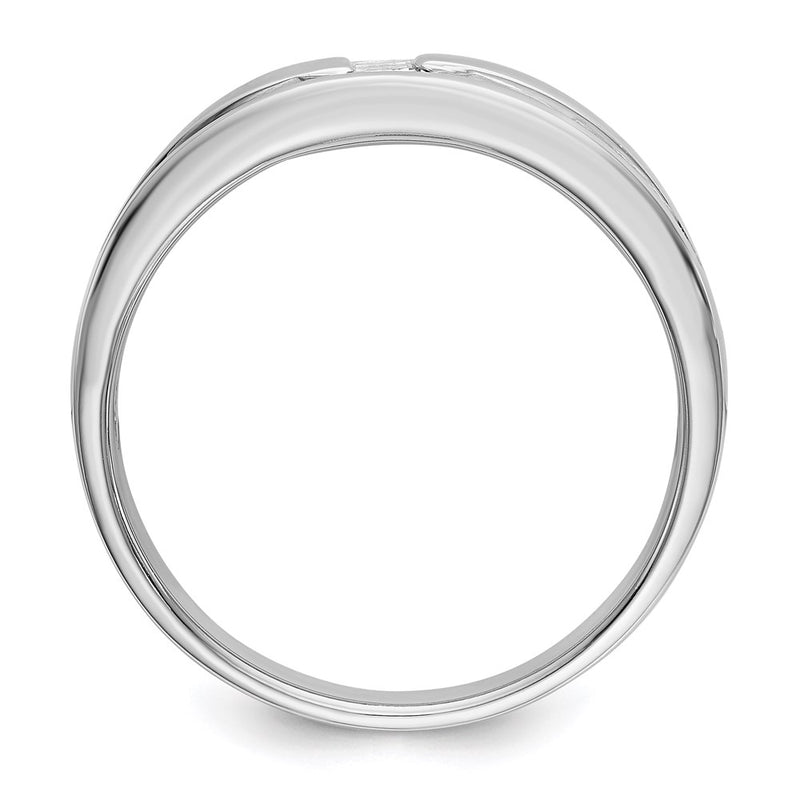 14K White Gold Real Diamond Men's Band